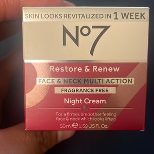No 7 Restore & Renew Face & Neck Multi Action (Fragrance Free) Night Cream
